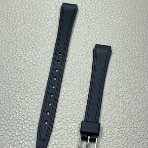 Hadley-Roma 12mm Ladies Black Rubber Sport Diver Watch Strap, Pin Buckle, LS921